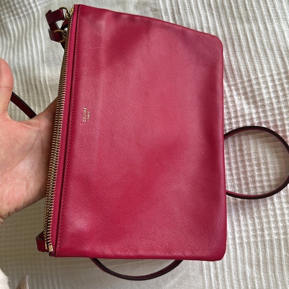 Celine trio large fushia dark pink shoulder bag - Picture 14 of 16